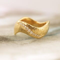 Aimee Kennedy, Diamond Pave 14 Karat Gold Hammered Ring