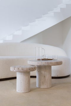 Table basse décorative en travertin beige 100 Round Top by Beije Avenue