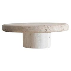 Round Top 100 Beige Travertine Decorative Coffee Table by Beije Avenue