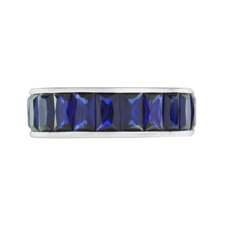 Seamless Baguette Sapphire Eternity Ring in Platinum950 2