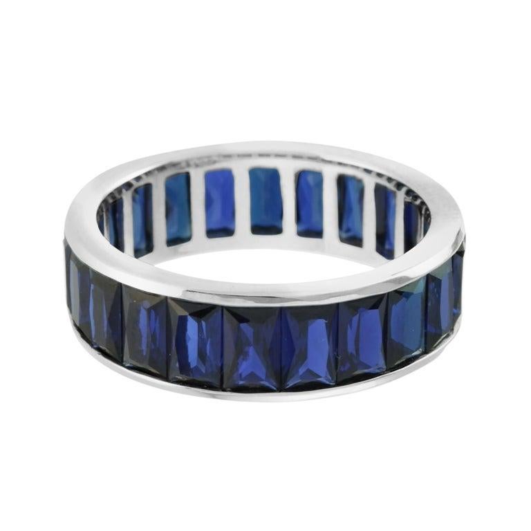 For Sale:  Seamless Baguette Sapphire Eternity Ring in Platinum950 3