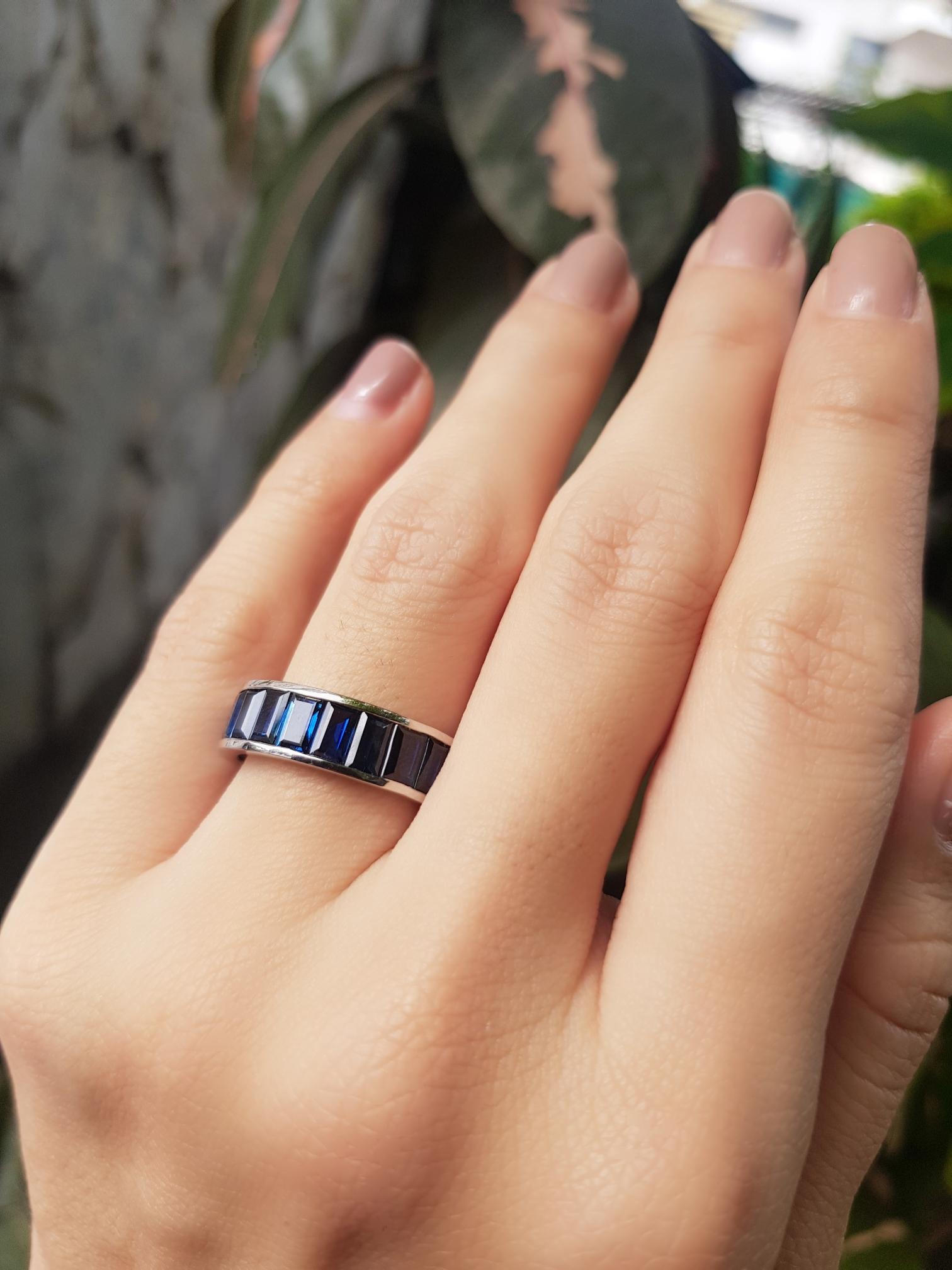 For Sale:  Seamless Baguette Sapphire Eternity Ring in Platinum950 9