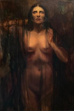 Aimé Van Belleghem, 1922 - 1996, Belgian Painter, ‘Standing Nude with a Tears'