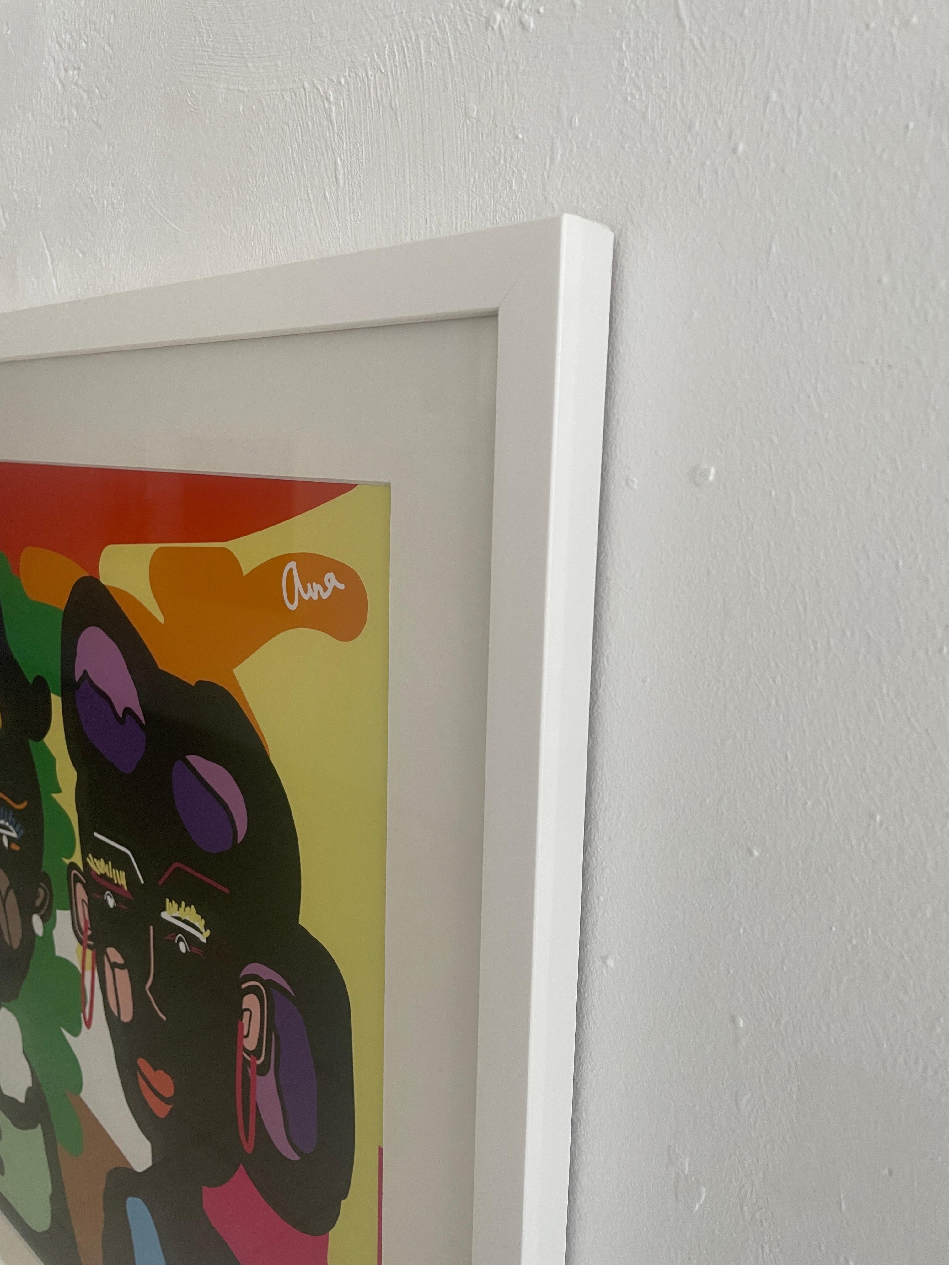 La divas de Hollywood - Orange Figurative Print by Aina Tejedo