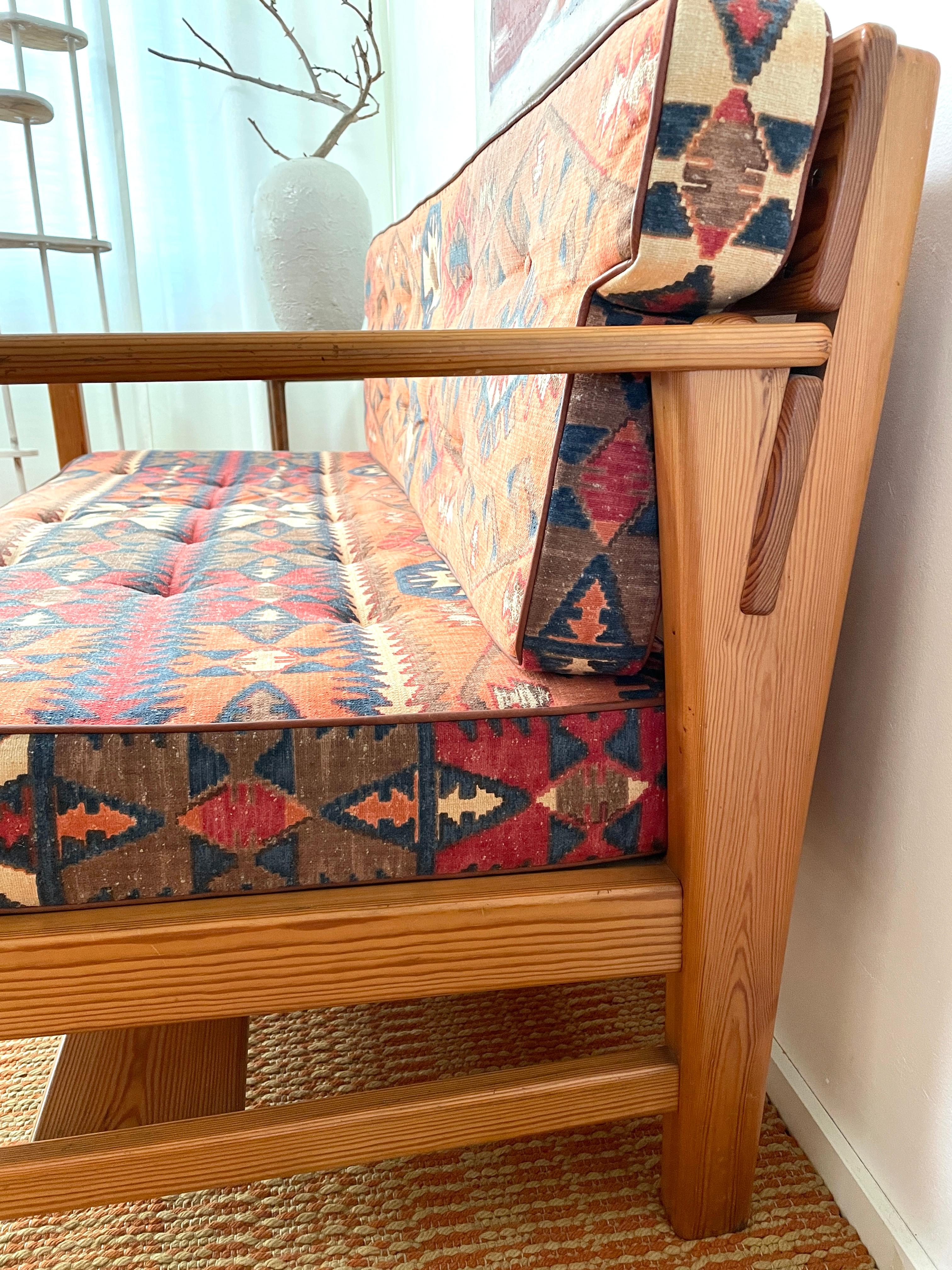 Fabric Aino Aalto Finnish Modern Pine Sofa, Artek, Finland, 1940s For Sale