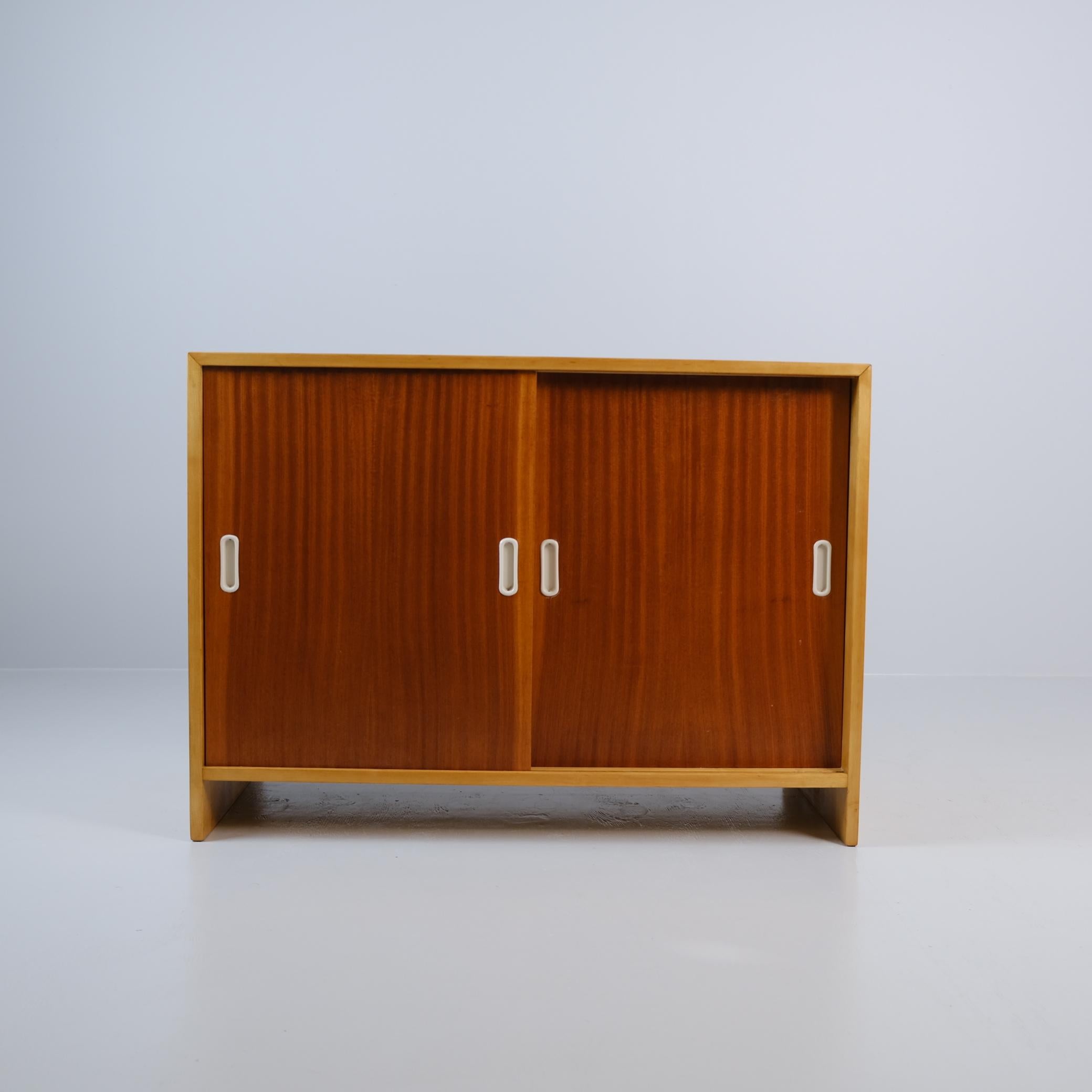 Mid-Century Modern Aino Aalto Sliding Door Cabinet Model 217, in Birch and Teak, Artek 1950s For Sale