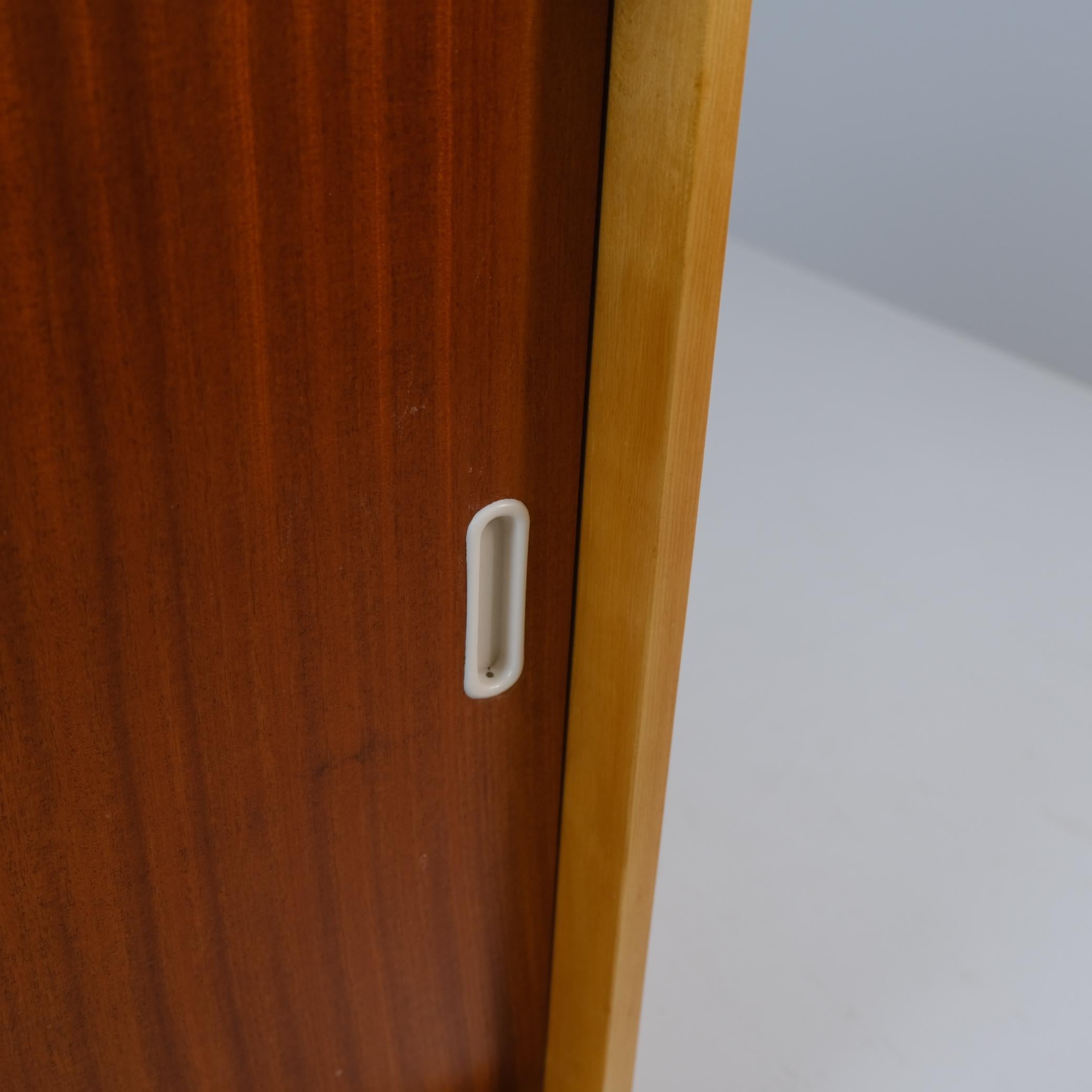 Finnish Aino Aalto Sliding Door Cabinet Model 217, in Birch and Teak, Artek 1950s For Sale