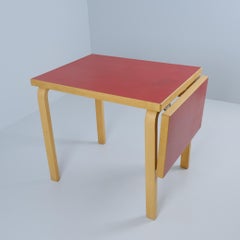 Aino & Alvar Aalto Fodlable Table Model DL82, Birch & Red Linoleum, Artek 1960s