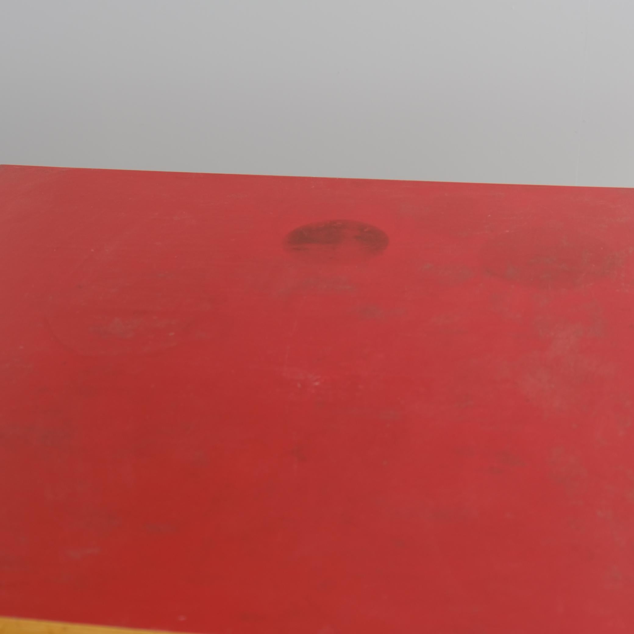 Aino & Alvar Aalto Foldable Dining Kitchen Table In Red Linoleum, Artek 1950s For Sale 2