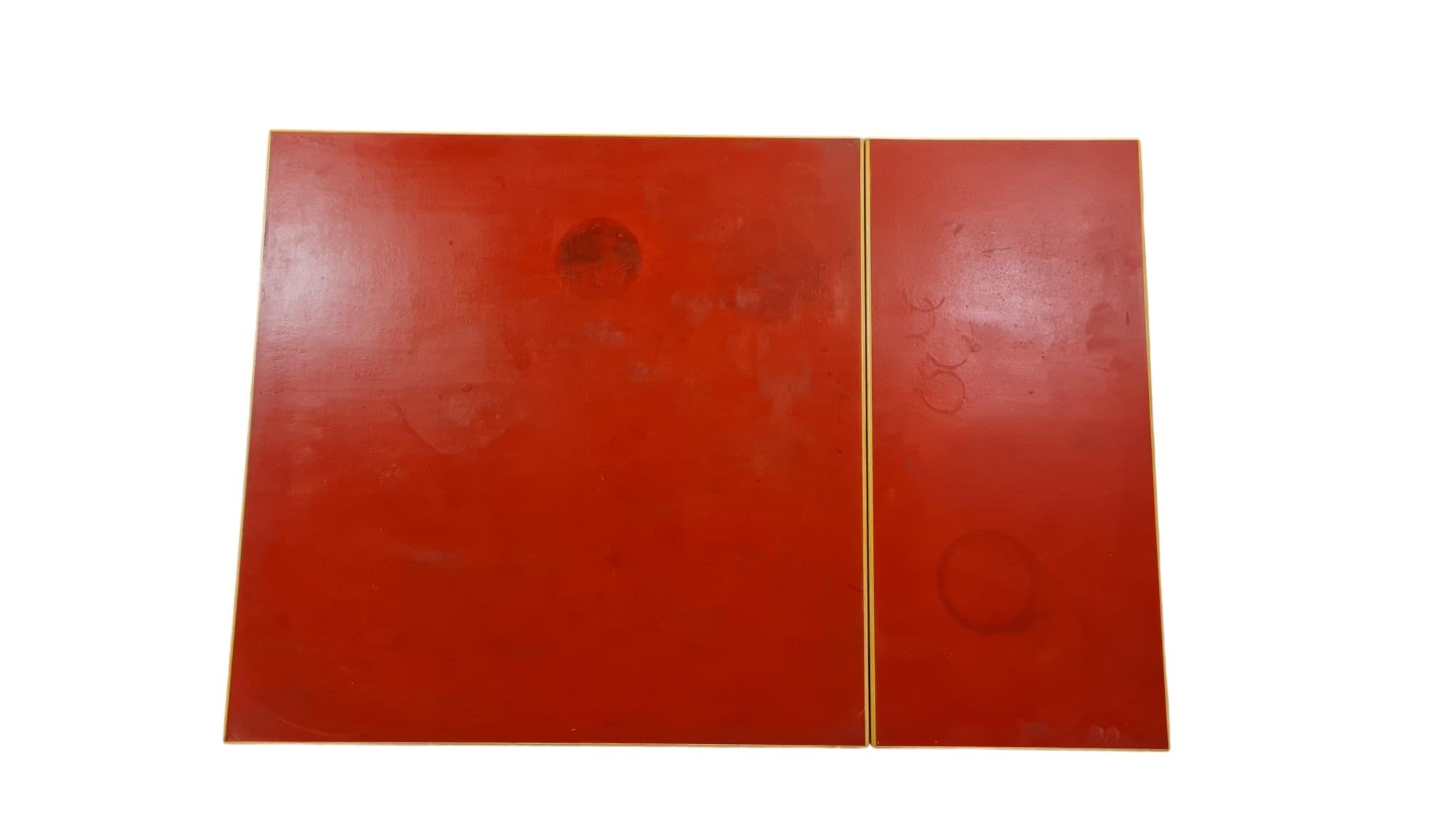 Aino & Alvar Aalto Foldable Dining Kitchen Table In Red Linoleum, Artek 1950s For Sale 5