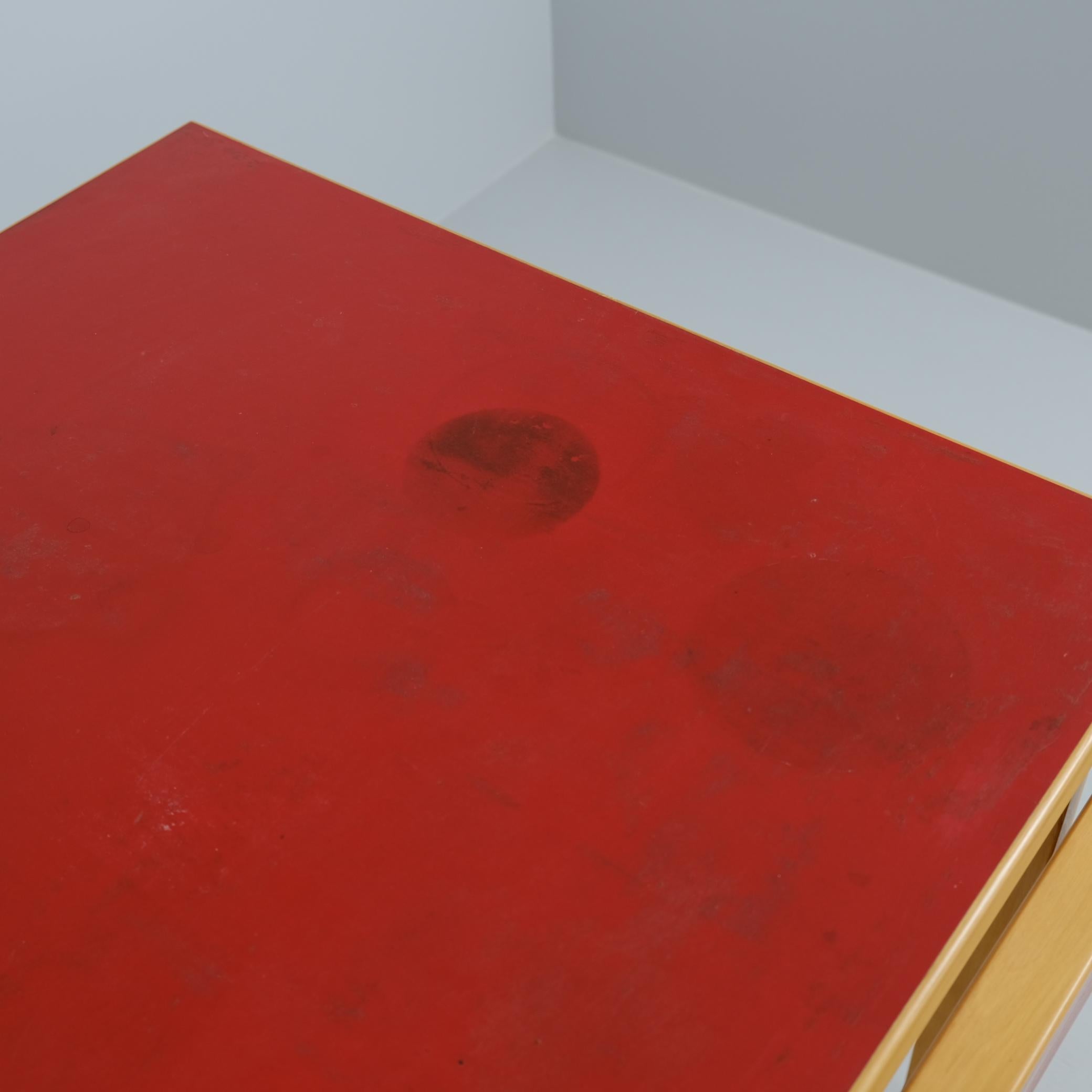 Finnish Aino & Alvar Aalto Foldable Dining Kitchen Table In Red Linoleum, Artek 1950s For Sale