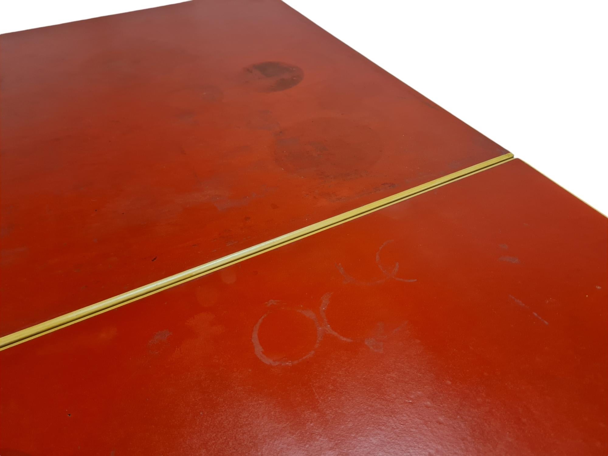 Birch Aino & Alvar Aalto Foldable Dining Kitchen Table In Red Linoleum, Artek 1950s For Sale