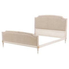 Vintage ainted and gilt Louis XVI style queen size bed C 1940. 