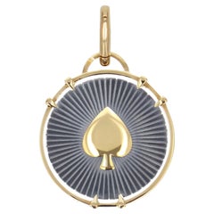 AIR 4 Elements Diamond & White Lacquer Spades Charm in 18k Gold by Elie Top