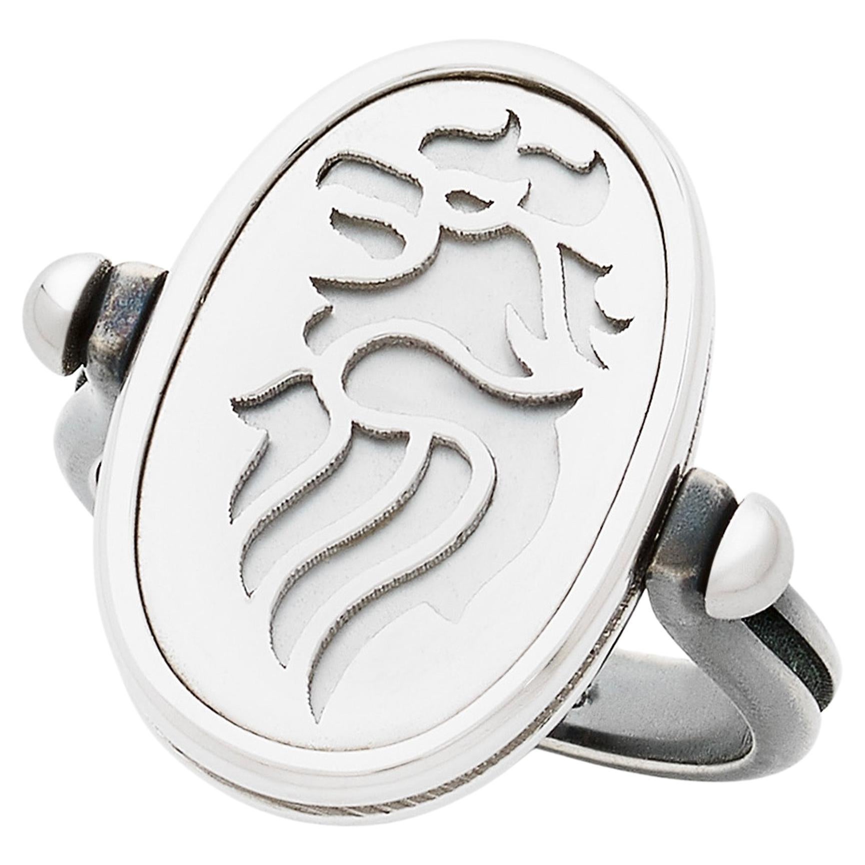 AIR 4 Elements Ring in 18k White Gold & Distressed Silver by Elie Top For Sale