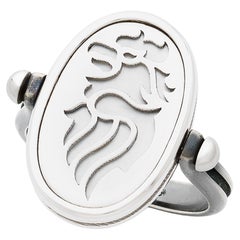 AIR 4 Elements Ring in 18k White Gold & Distressed Silver by Elie Top