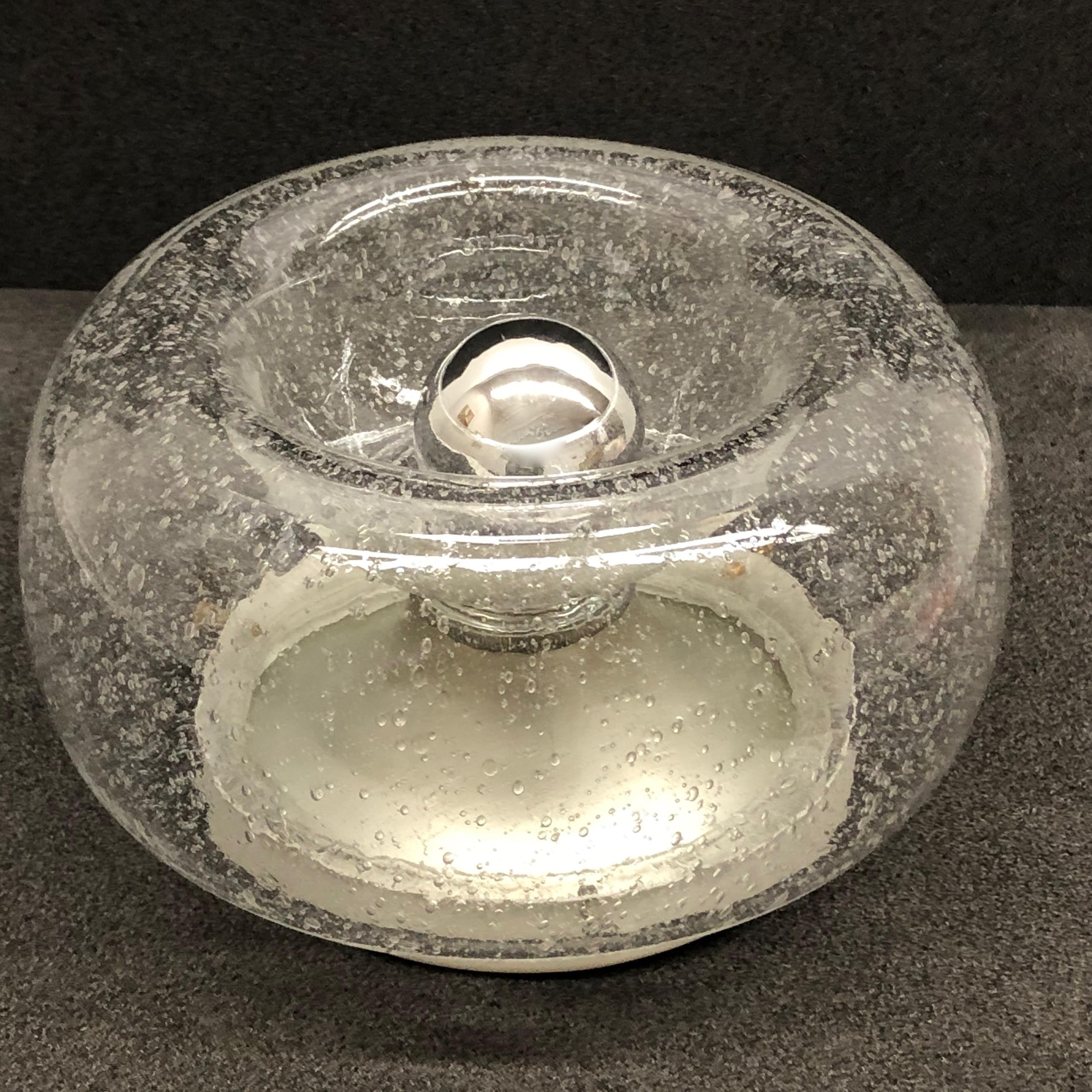 Mid-Century Modern Air Bubble Glass Donut Pattern Sconce Vintage Midcentury Doria Leuchten, 1960s