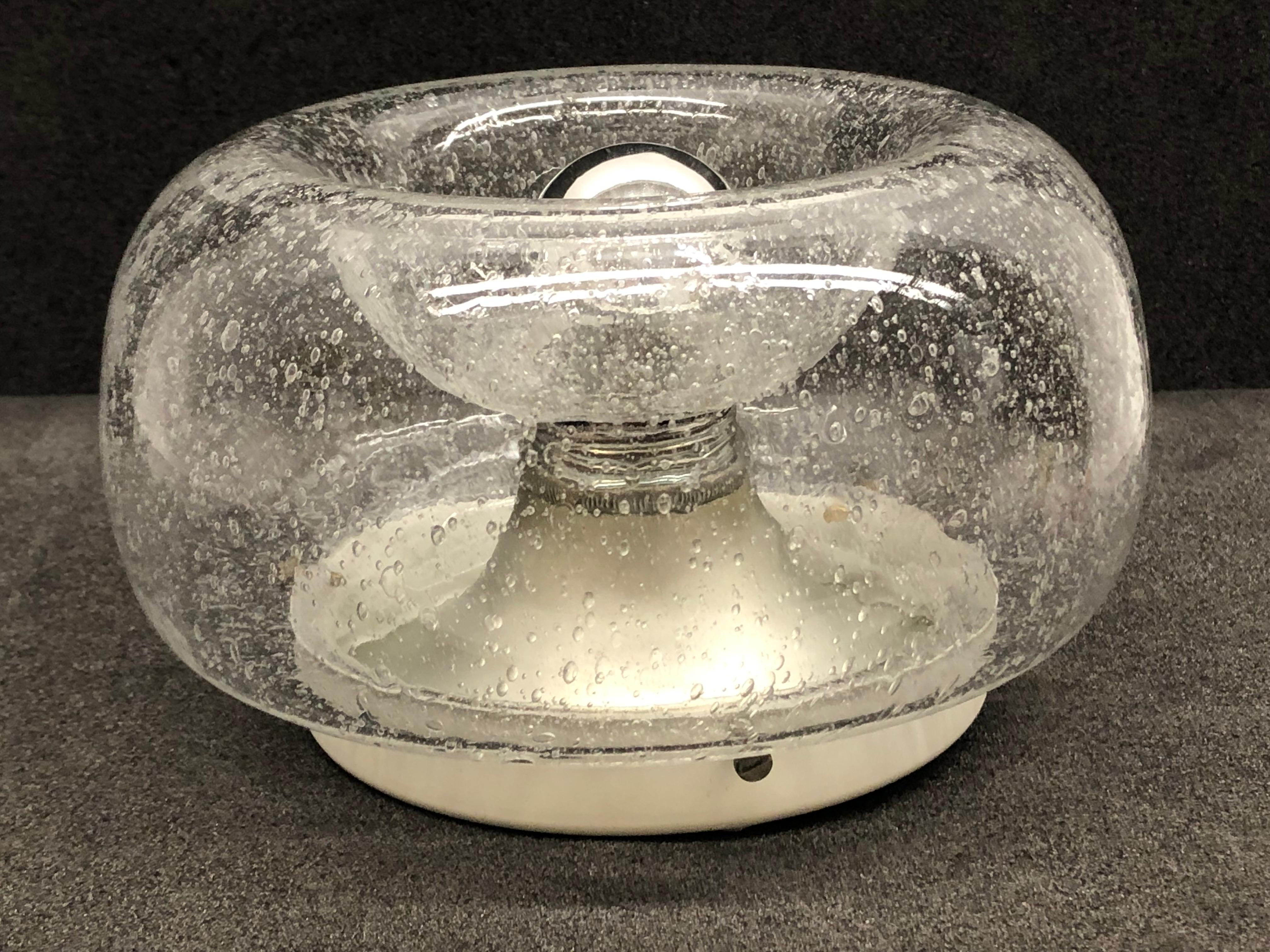 German Air Bubble Glass Donut Pattern Sconce Vintage Midcentury Doria Leuchten, 1960s
