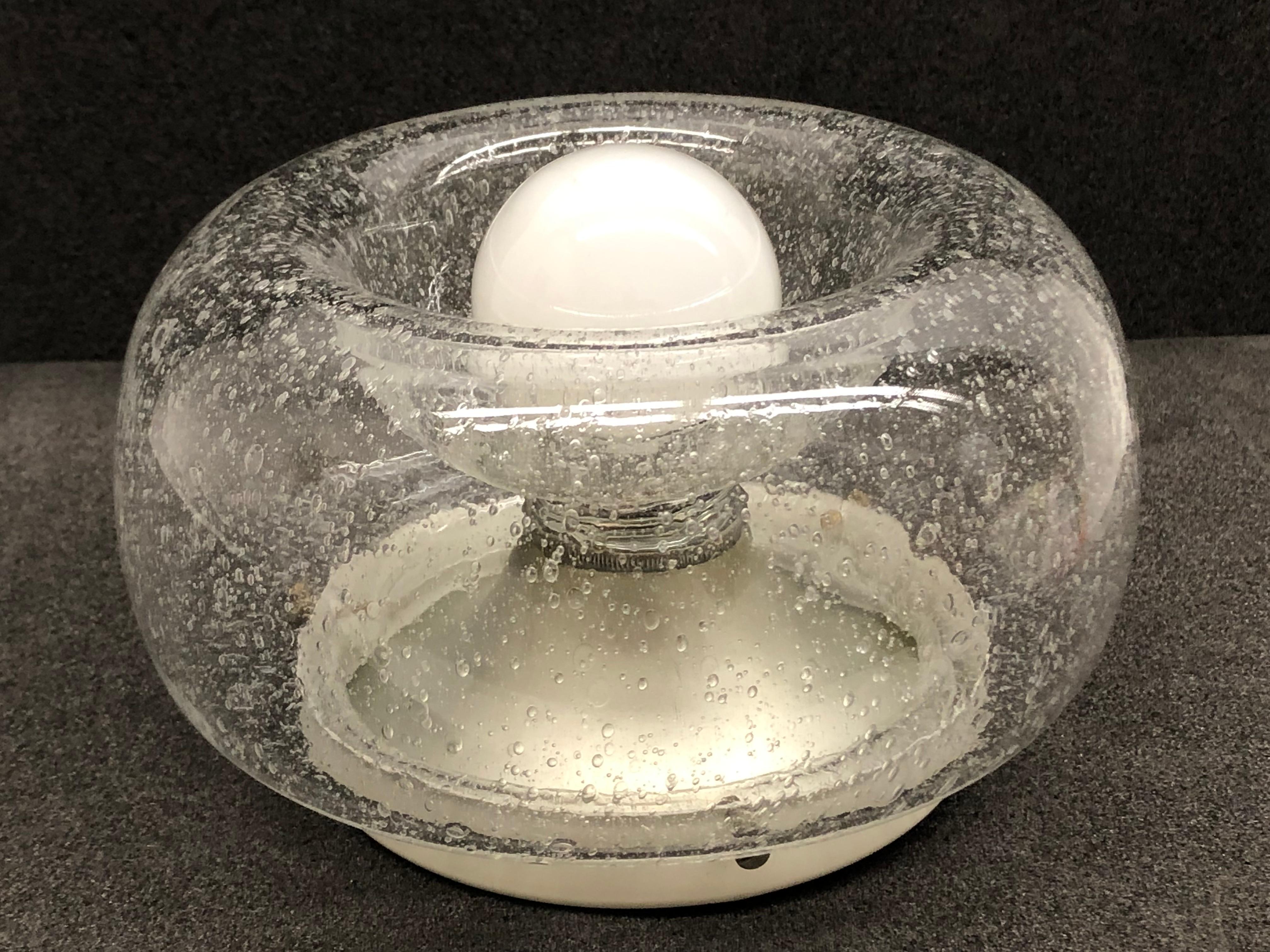 Air Bubble Glass Donut Pattern Sconce Vintage Midcentury Doria Leuchten, 1960s In Good Condition In Nuernberg, DE