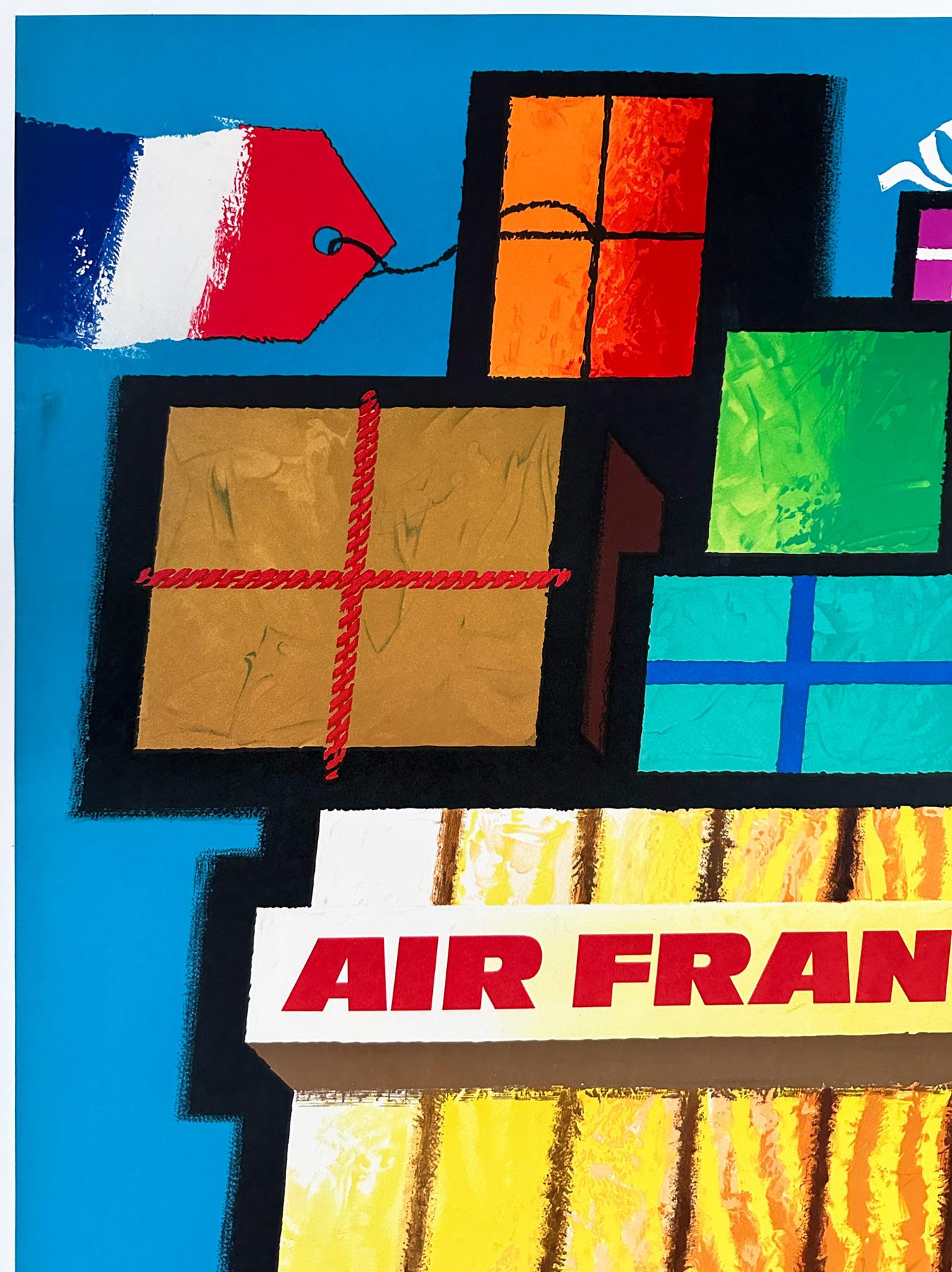 French Air France 1962 Airline Advertising Poster, Nathan For Sale