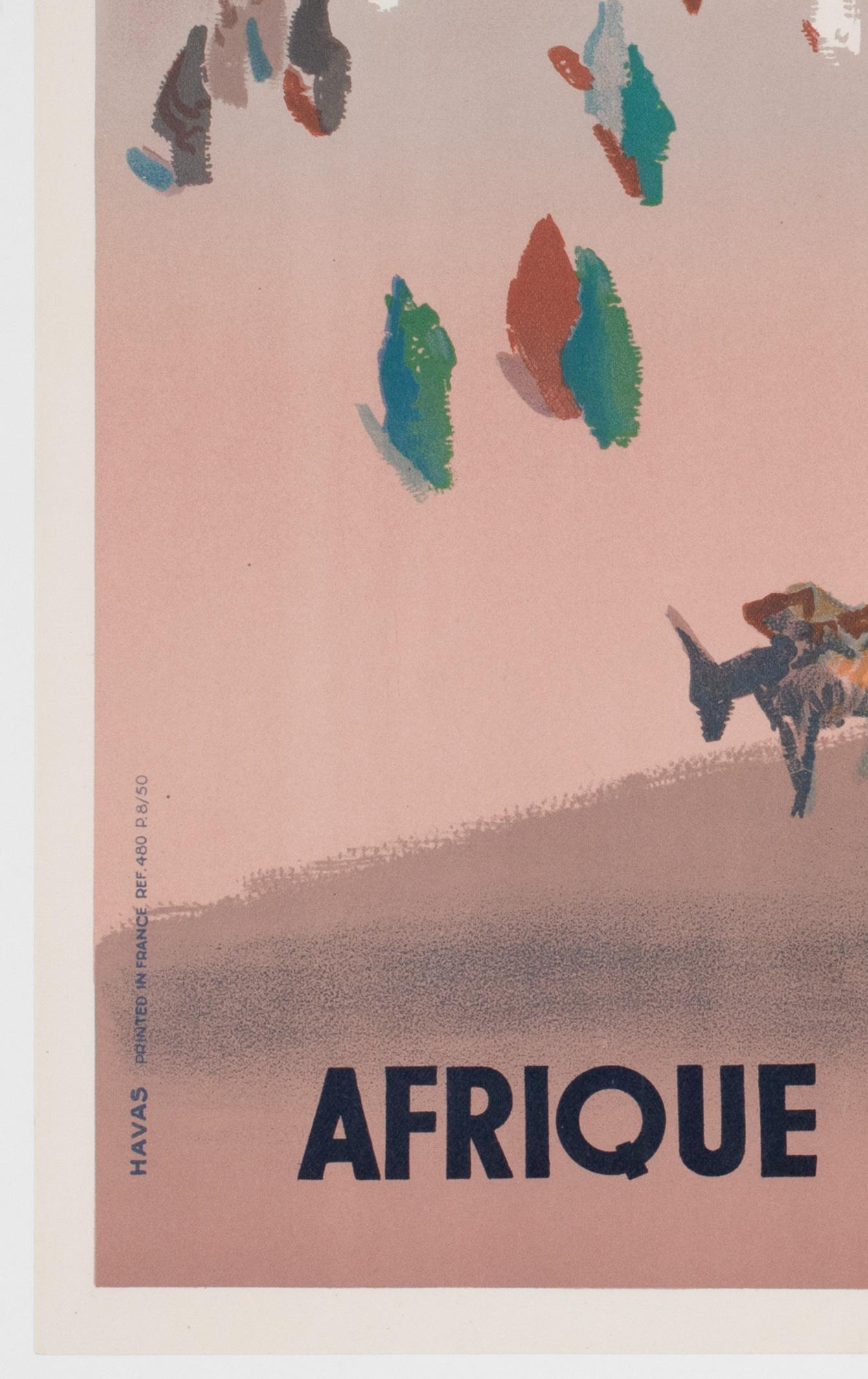 20ième siècle Affiche publicitaire d'Air France Afrique du Nord 1950, Jean Even en vente