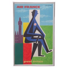 Vintage Air France Great Britain Poster Guy Georget Original, 1963