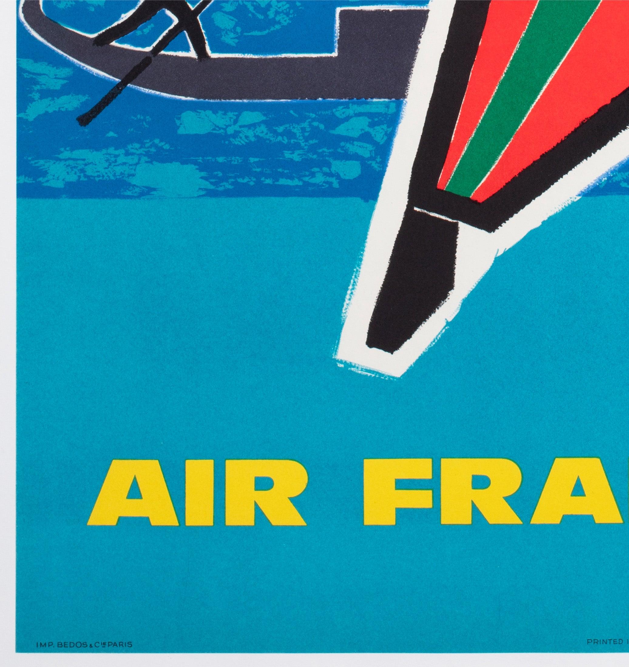 Air France Italien 1960er Jahre Airline-Reise-Werbeplakat, Guy Georget im Angebot 1