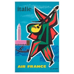 Air France Italien 1960er Jahre Airline-Reise-Werbeplakat, Guy Georget
