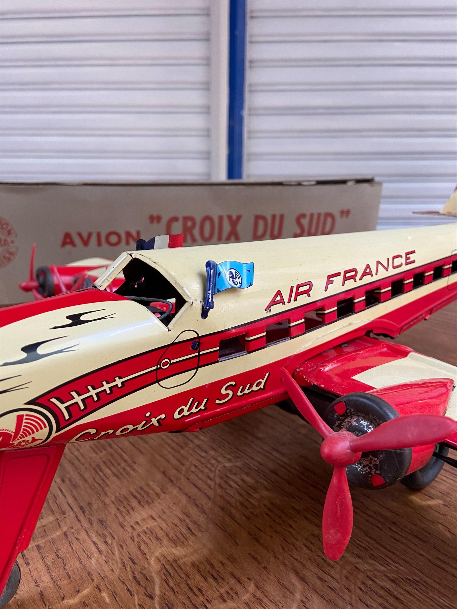 French Air France La Croix Du Sud Plane Collectible Toy, circa 1940-1950 For Sale