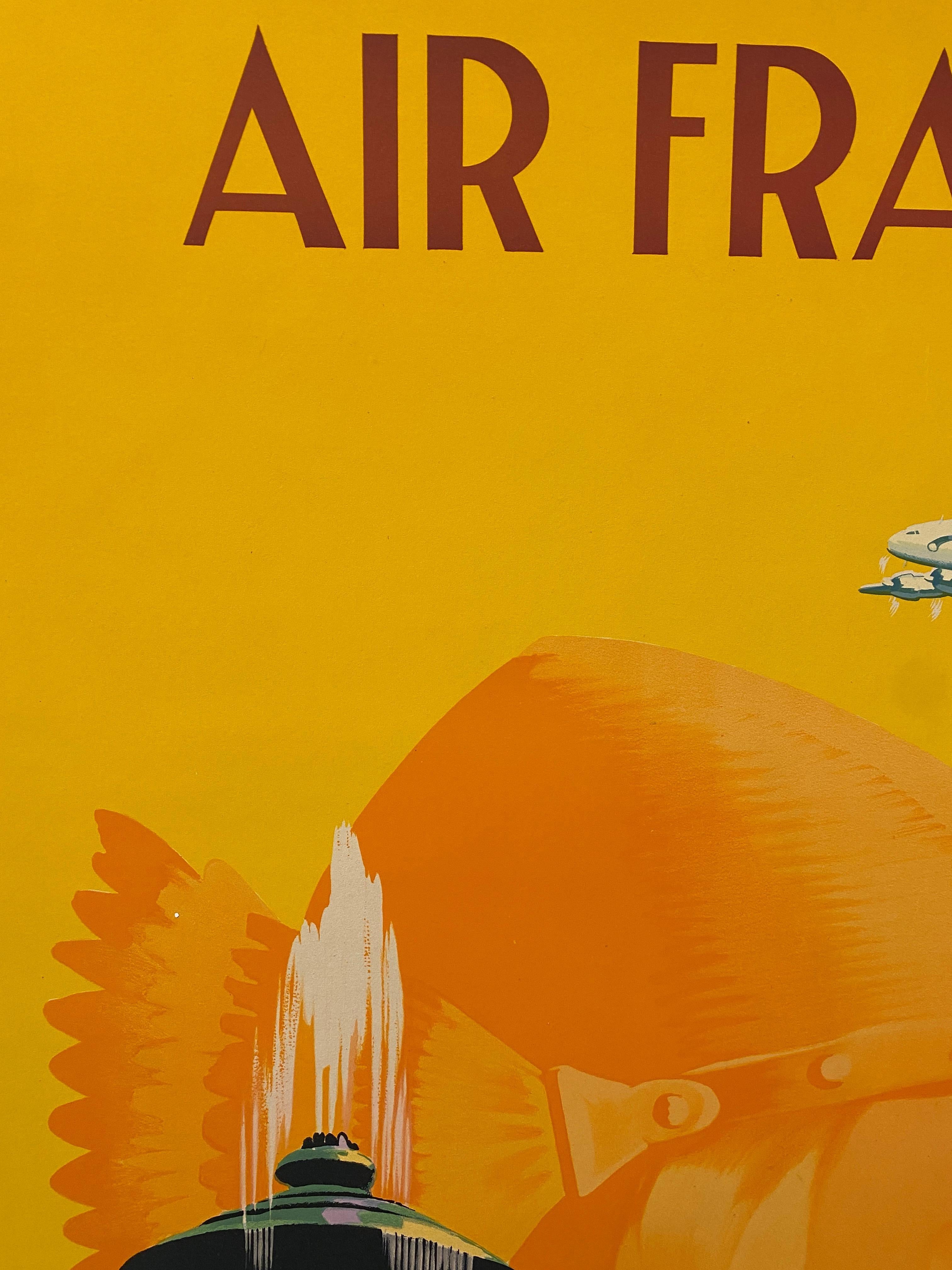 AIR FRANCE Original Vintage Poster 'France is Paris is two Thousand Years Old' (Leinen) im Angebot