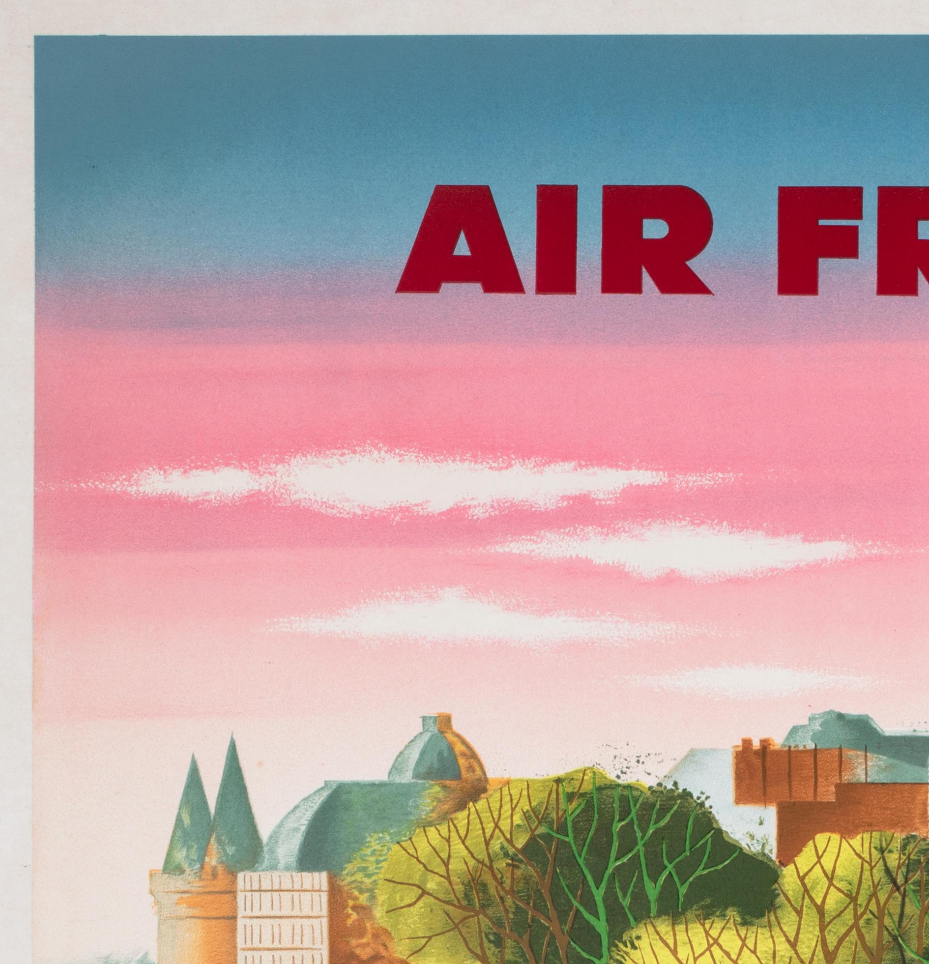 Français Affiche publicitaire d'Air France Paris 1957 Travel Airline, JACQUES NATHAN-GARAMOND en vente