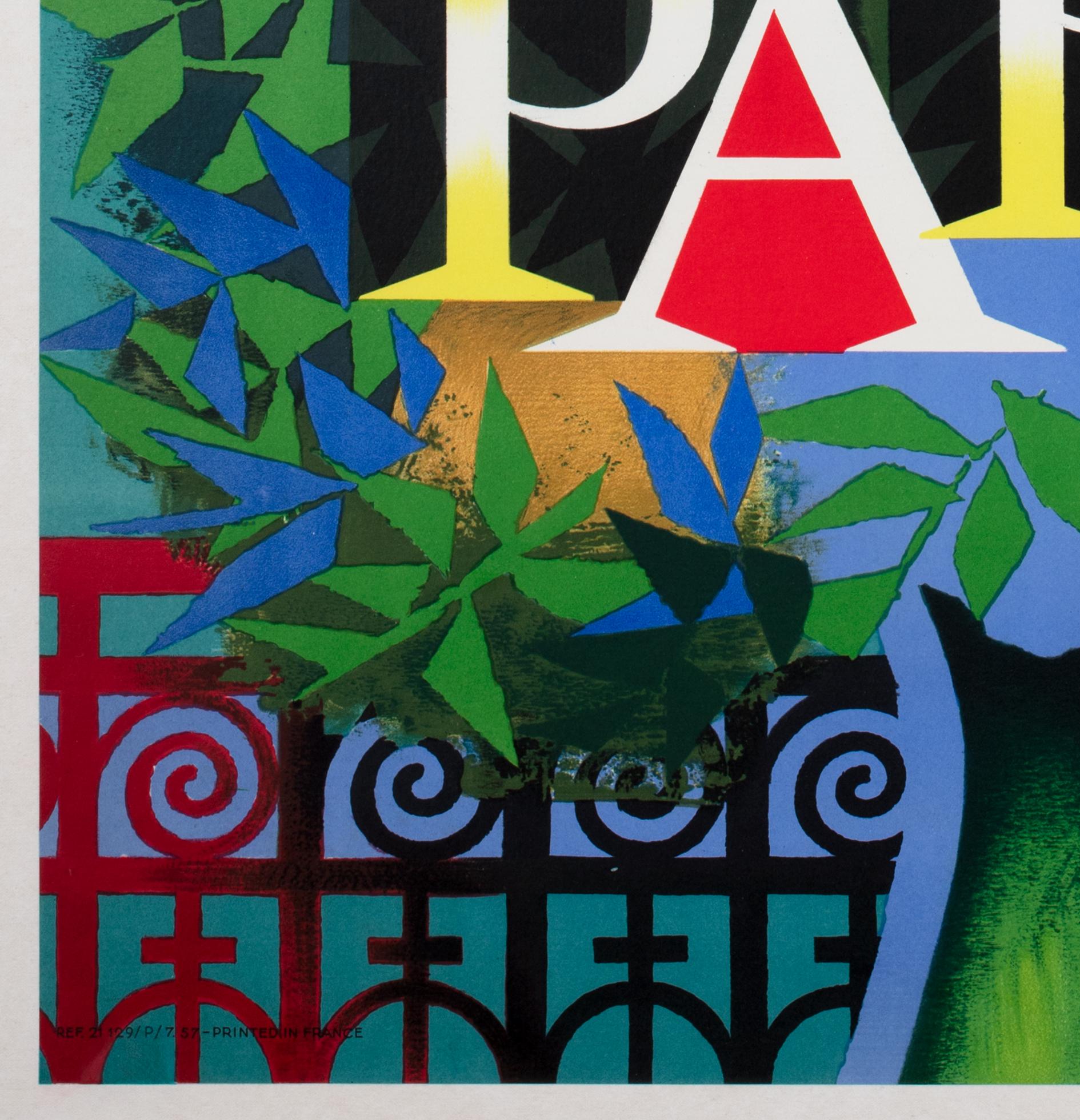 Affiche publicitaire d'Air France Paris 1957 Travel Airline, JACQUES NATHAN-GARAMOND en vente 1