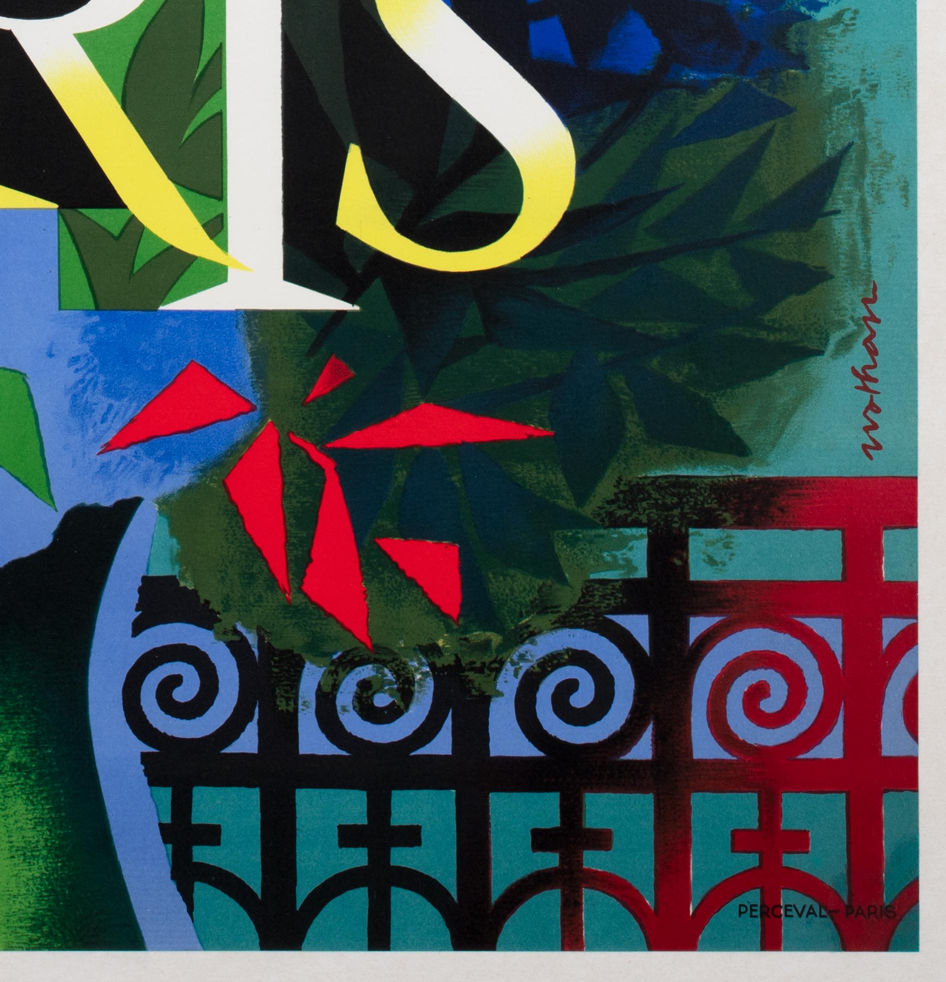 Affiche publicitaire d'Air France Paris 1957 Travel Airline, JACQUES NATHAN-GARAMOND en vente 2