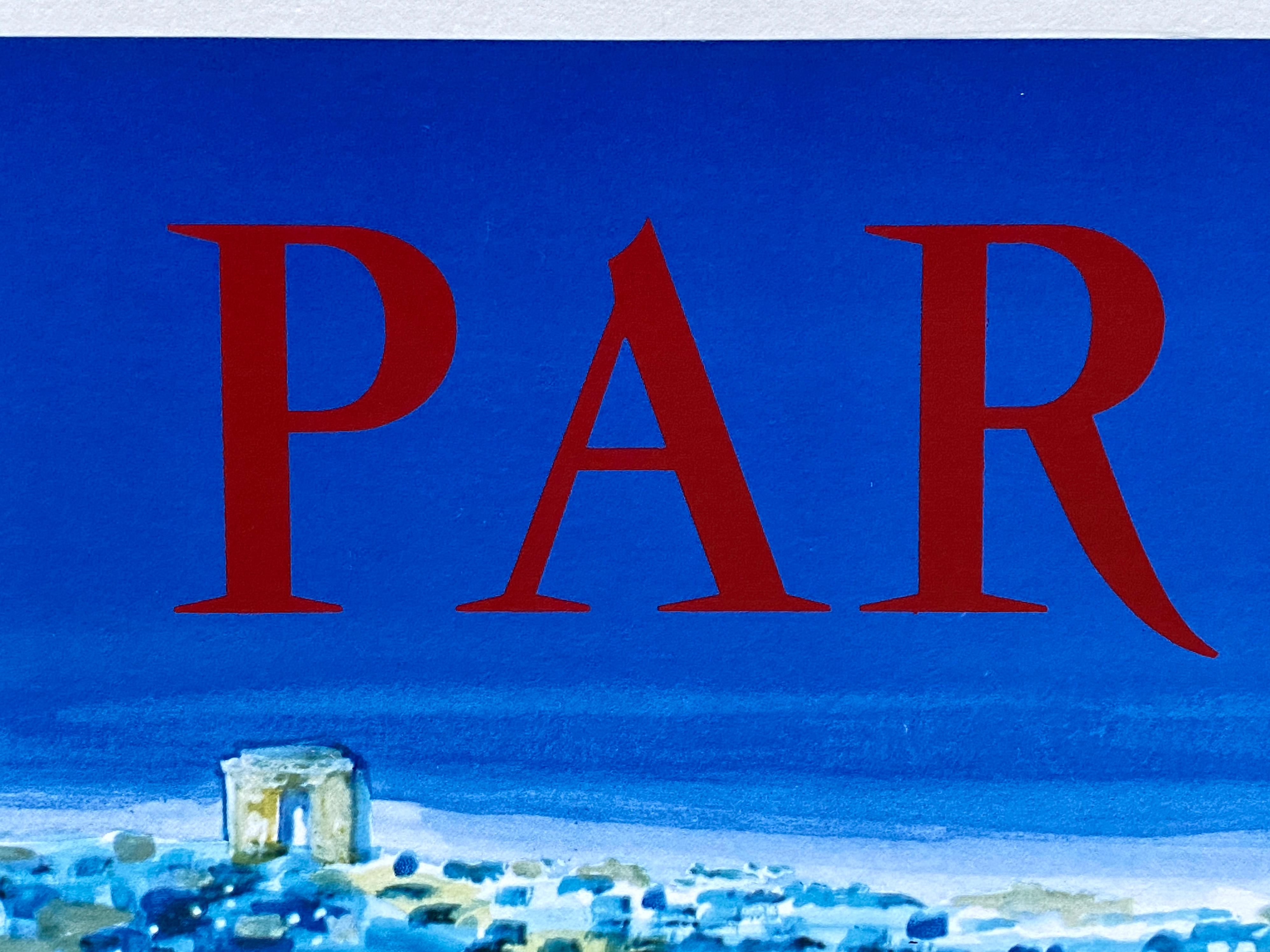 French 'Air France Paris' Original Vintage Travel Poster by Bernard Villemot, 1967 For Sale