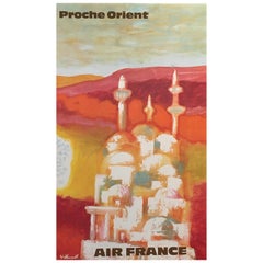 air France Proche Orient' par Villemot:: affiche de voyage originale 1967