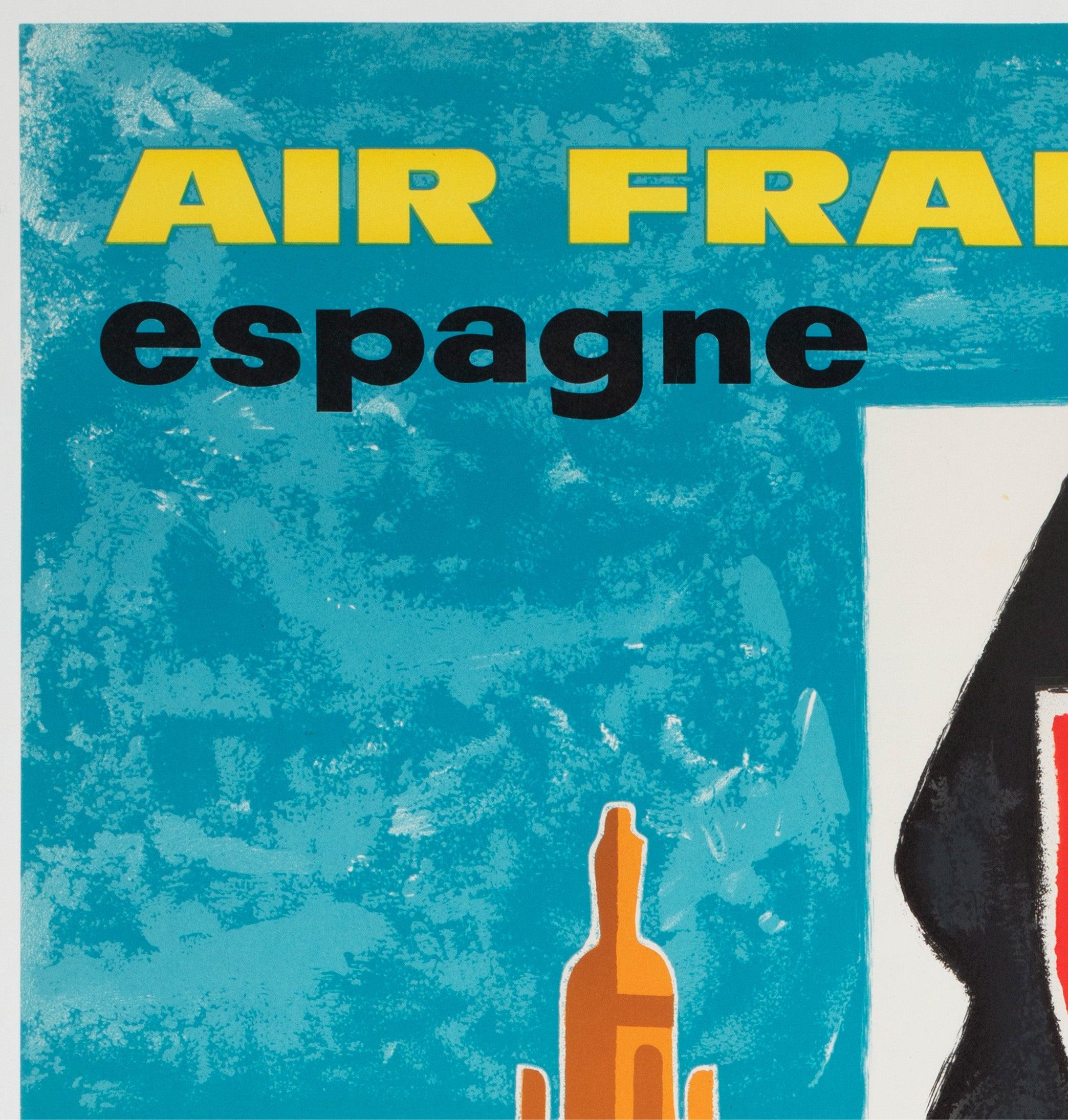 Français Air France Espagne Affiche publicitaire de la compagnie aérienne des années 1960, Guy Georget en vente