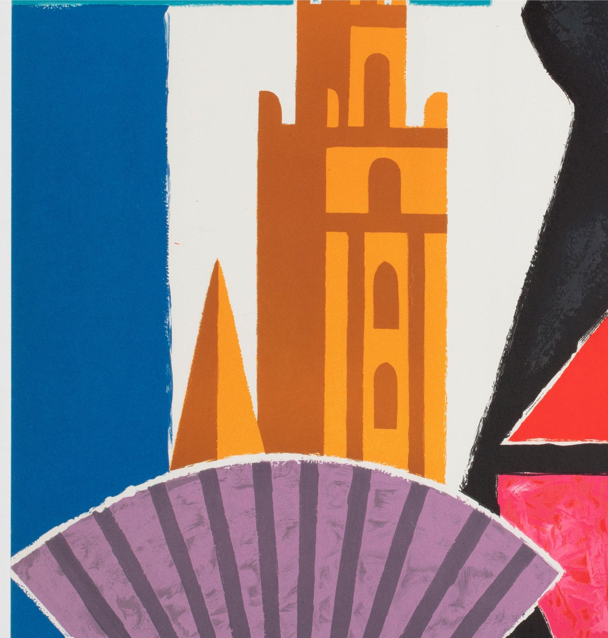 20ième siècle Air France Espagne Affiche publicitaire de la compagnie aérienne des années 1960, Guy Georget en vente