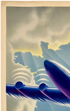 AIR FRANCE - TOWARDS NEW SKIES Original Vintage Airline Travel Tourism Poster