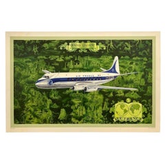 AIR FRANCE - VICKERS "VISCOUNT" Poster originale d'epoca di una compagnia aerea dedicato ai viaggi e al turismo