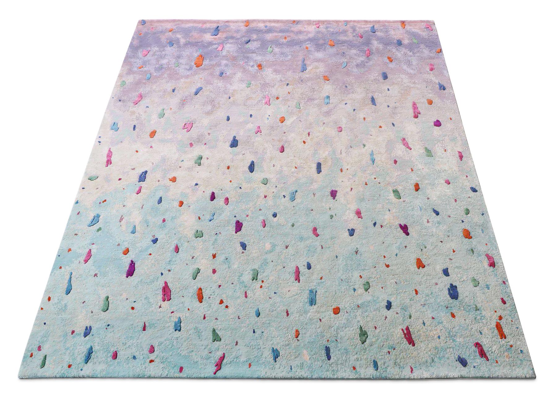 Modern Rug blue pink for Child's room Wool Silk Rug - Air For Sale 2