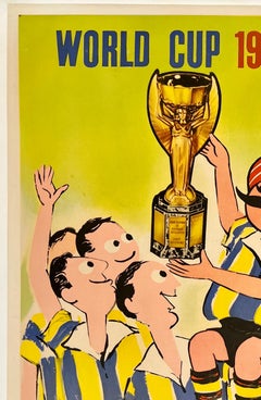 AIR-INDIA - COPPA DEL MONDO DI LONDRA 1966: Poster di viaggio originale d'epoca della compagnia aerea