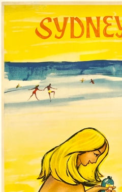 AIR-INDIA - SYDNEY Authentic Original Vintage Airline Travel Tourism Poster MCM