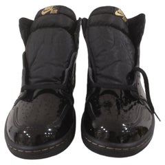 Air Jordan 1 High black metallic gold patent leather sneakers