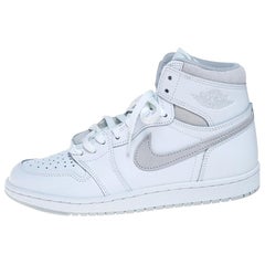 Air Jordan 1 White/Grey Leather And Suede Retro High 85 Sneakers Size 41