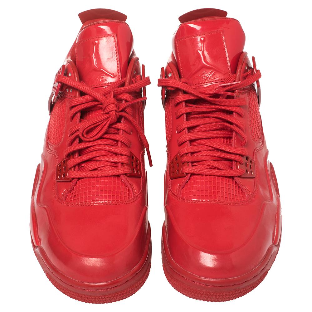 Statment-making and easily recognizable, these Air Jordan 11Lab4 sneakers have a high appeal. They're constructed using patent leather, detailed with net-like panels, secured with lace-ups, and finished with brand elements.

Includes: Original Box
