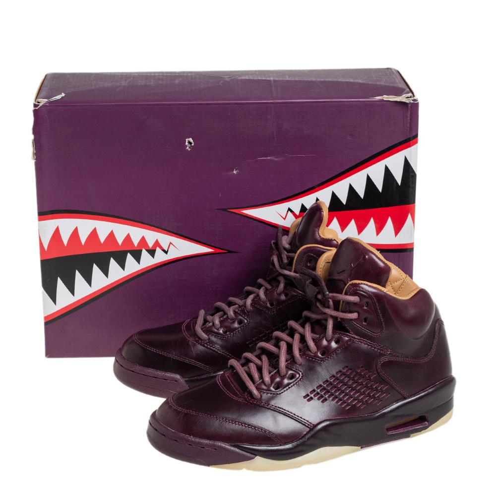 Women's Air Jordan Burgundy Leather Air Jordan 5 Retro Premium High Top Sneakers Size 40