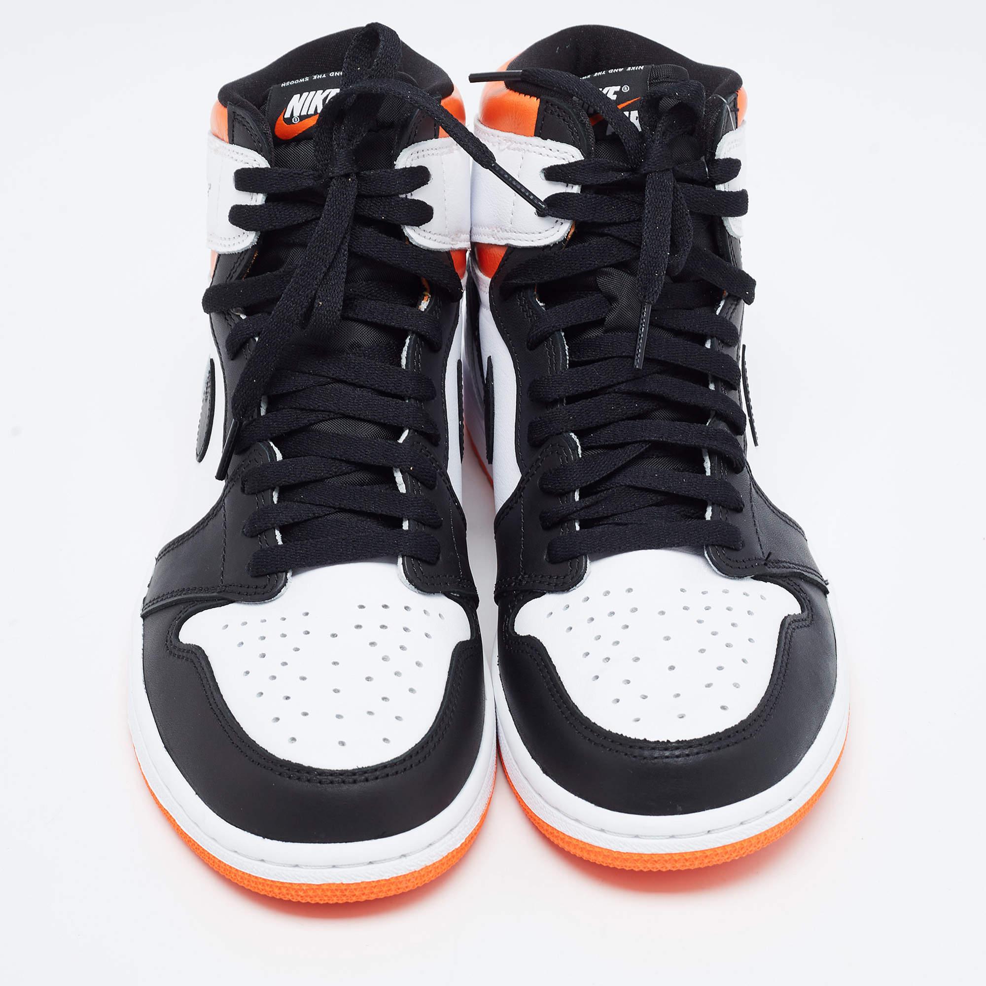 Air Jordan Leather Jordan 1 Retro High Electro Orange Sneakers Size 44 1