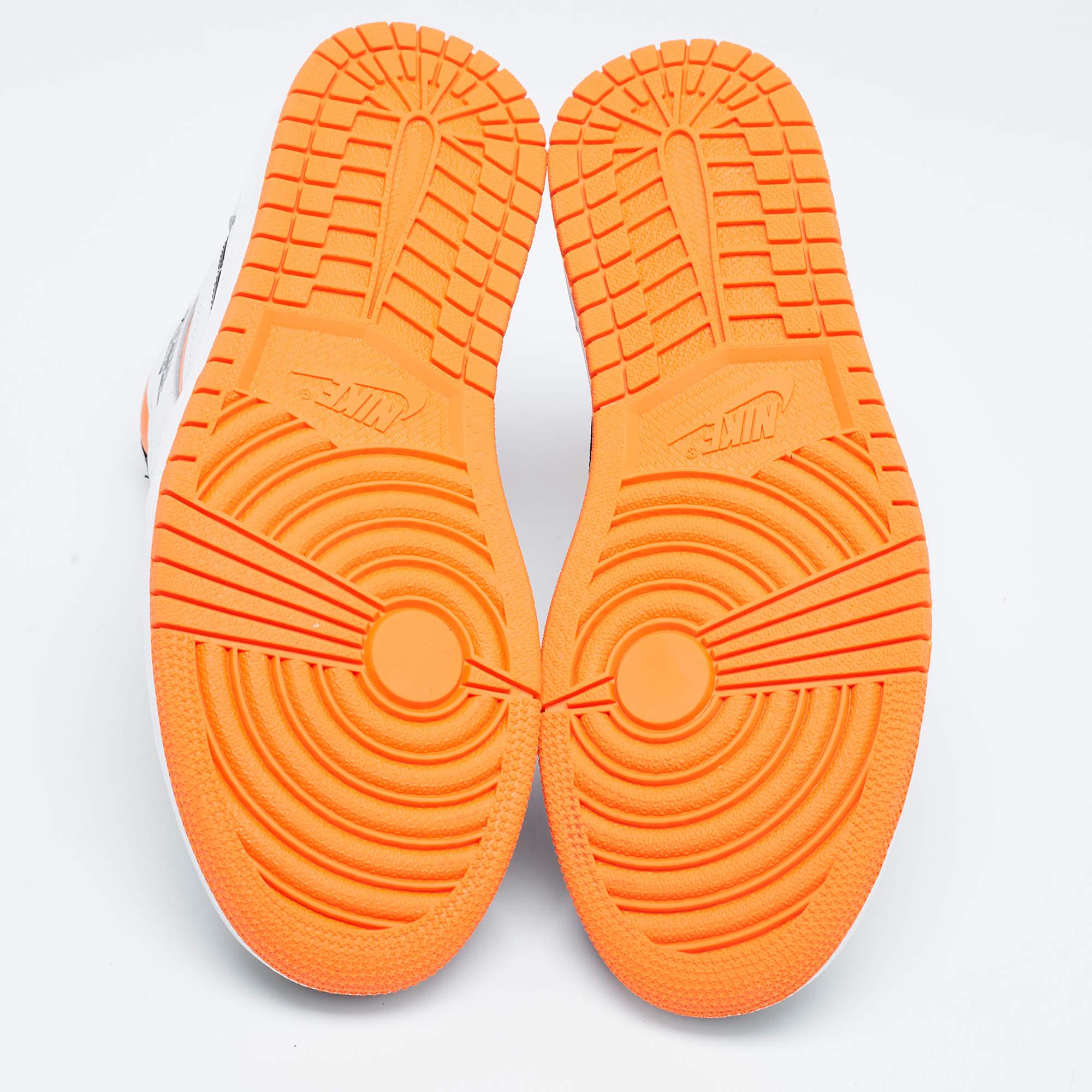 Air Jordan Leather Jordan 1 Retro High Electro Orange Sneakers Size 44 3