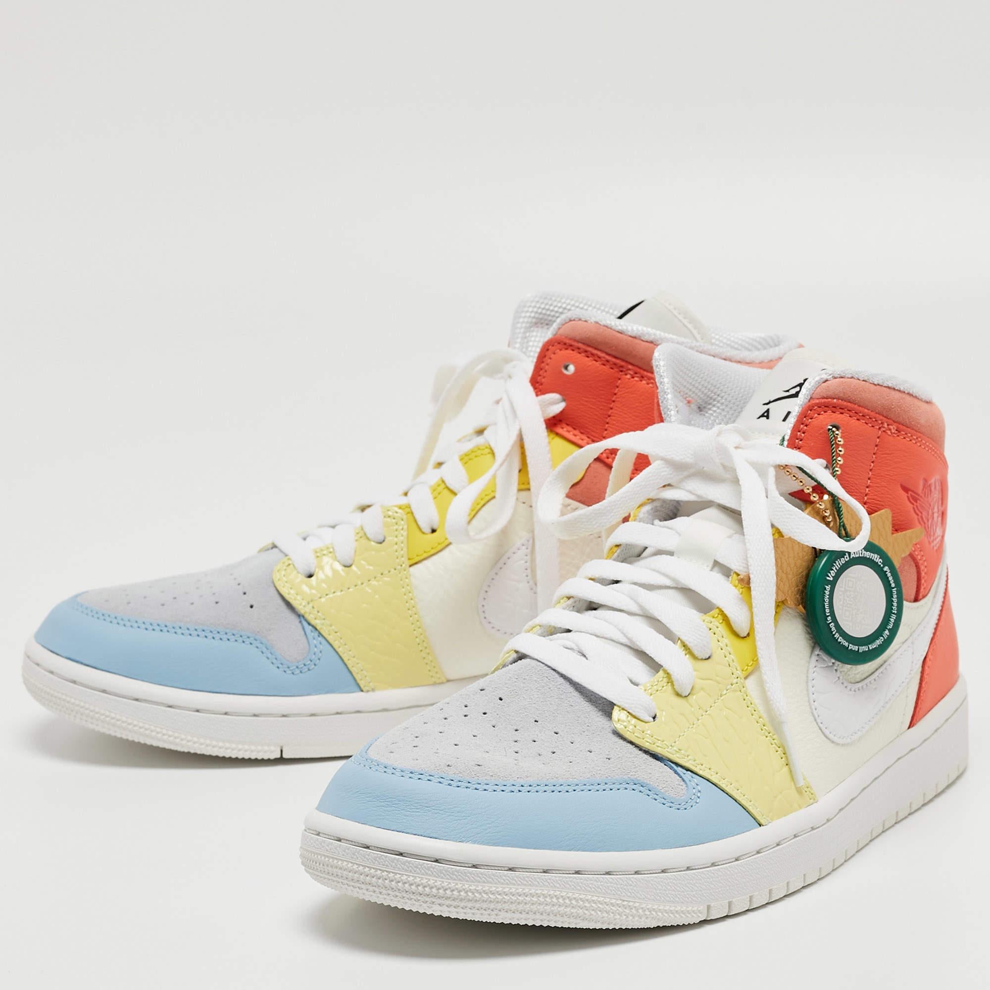 Air Jordan Multicolor Leather and Suede Jordan 1 Mid To My First Coach Sneakers  2