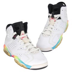 Air Jordan White Black Retro 6 Leather High Top Youth 6.5Y Sneakers